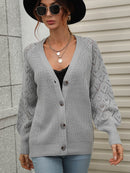 Cardigan en tricot côtelé à manches raglan plongeantes Double Take