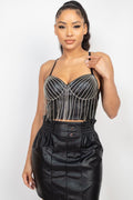 Bustier Stone Fringe Cami Top - AM APPAREL
