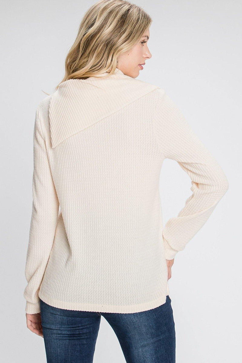 Buttoned Flap Mock Sweater - AM APPAREL