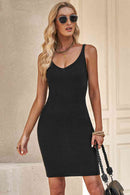 Vestido de canalé sin mangas con cuello en V