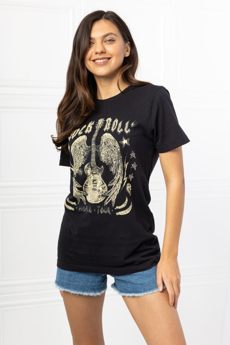 Camiseta con gráfico de rock &amp; roll de tamaño completo de mineB