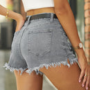 Short en denim usé à ourlet brut