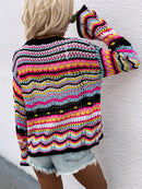 Cardigan ajouré rayures chevrons