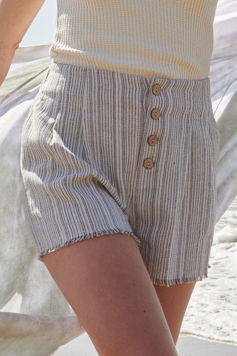 Casual Striped Woven Shorts - AM APPAREL