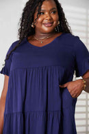 Vestido escalonado con mangas con volante y cuello en V de Double Take