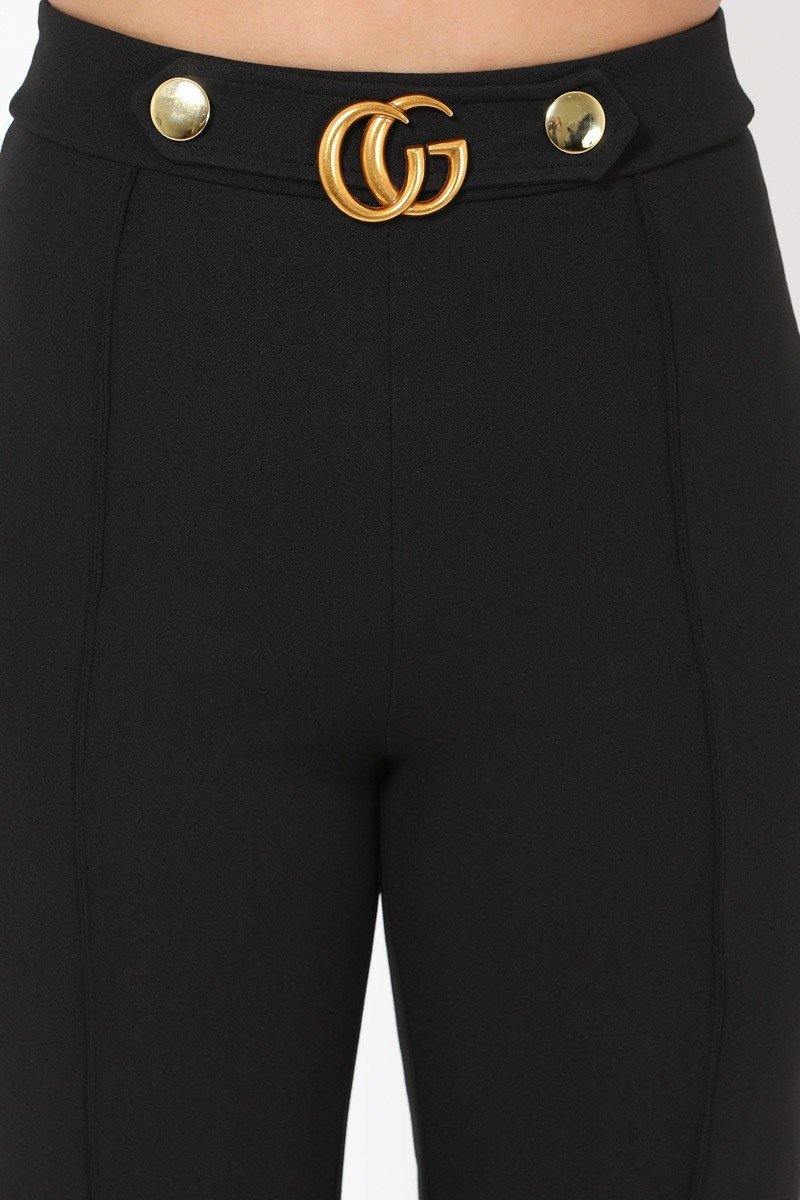 Cg Buckle And Button Detail Pants - AM APPAREL