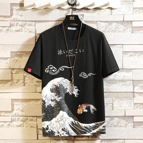 Chinese Anime Graphic Cotton O-neck T-shirts - AM APPAREL