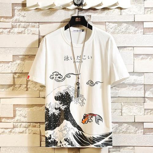 Chinese Anime Graphic Cotton O-neck T-shirts - AM APPAREL