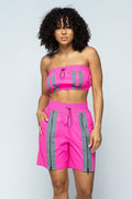 Cropped Mini Tube Top/lined Thigh Length Shorts Set - AM APPAREL