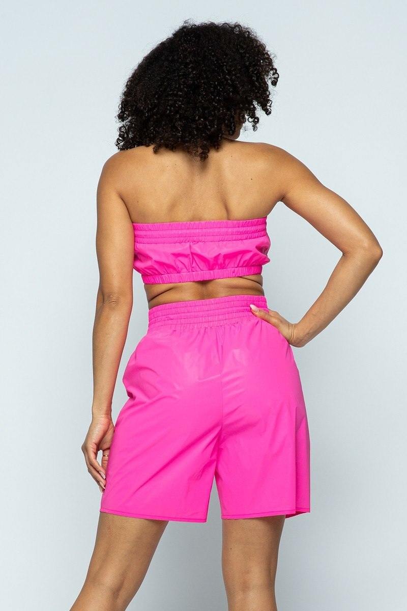 Cropped Mini Tube Top/lined Thigh Length Shorts Set - AM APPAREL