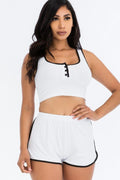 Cropped Tank Top And Shorts Set - AM APPAREL