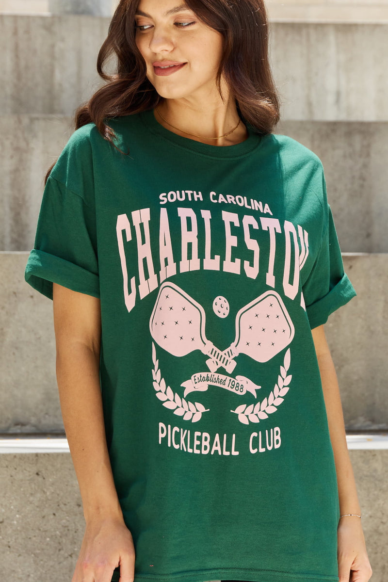 Sweet Claire « Charleston Pickleball Club » T-shirt graphique surdimensionné