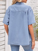 Chaqueta vaquera de manga corta con cuello y cuello