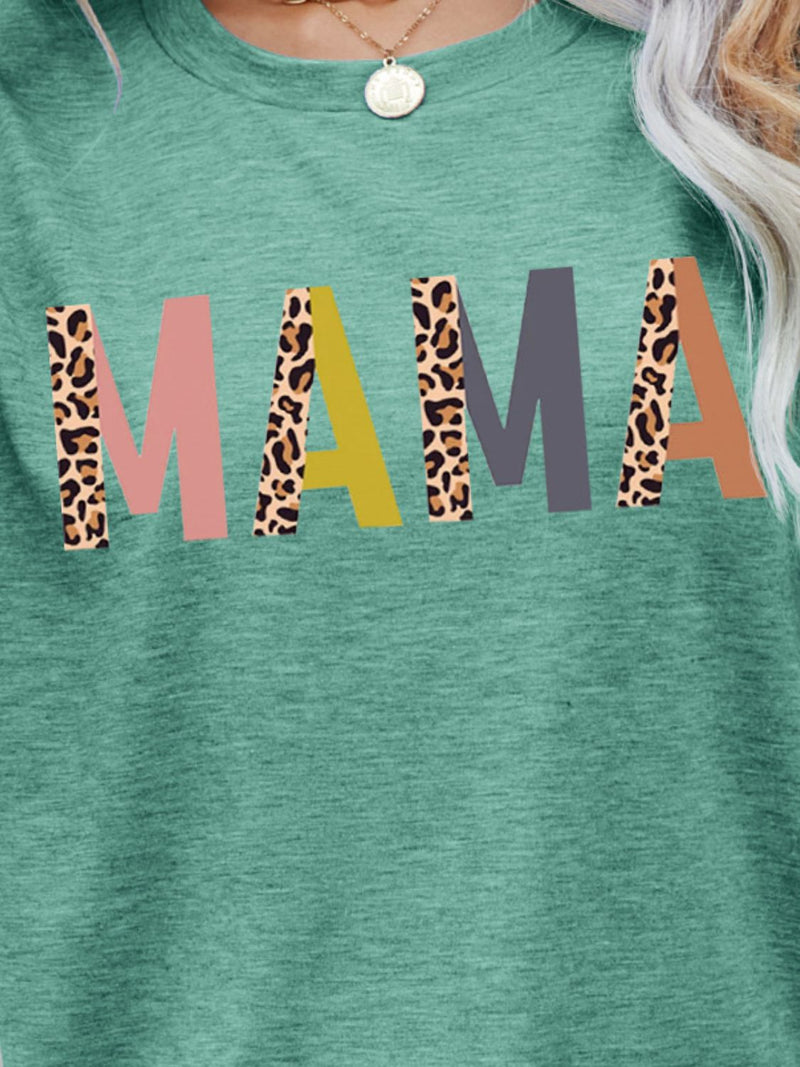MAMA Camiseta de manga corta con estampado de leopardo