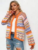 Cardigan ajouré rayures chevrons