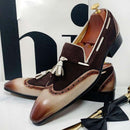 DAO Men's Italian Style Mixed Color Leather Loafers - AM APPAREL