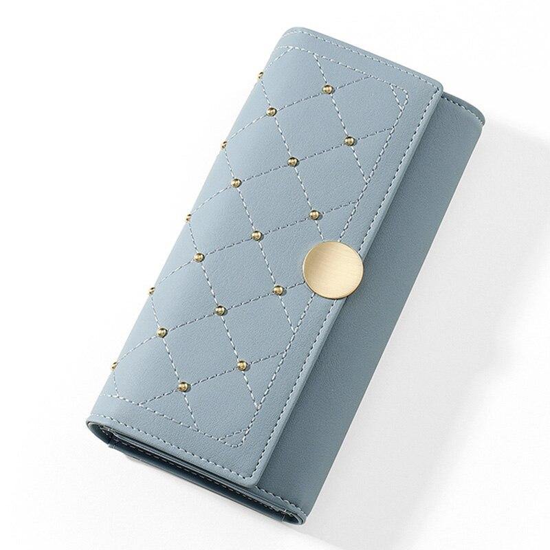 Designer Rivet Button Trifold Wallet Clutch - AM APPAREL