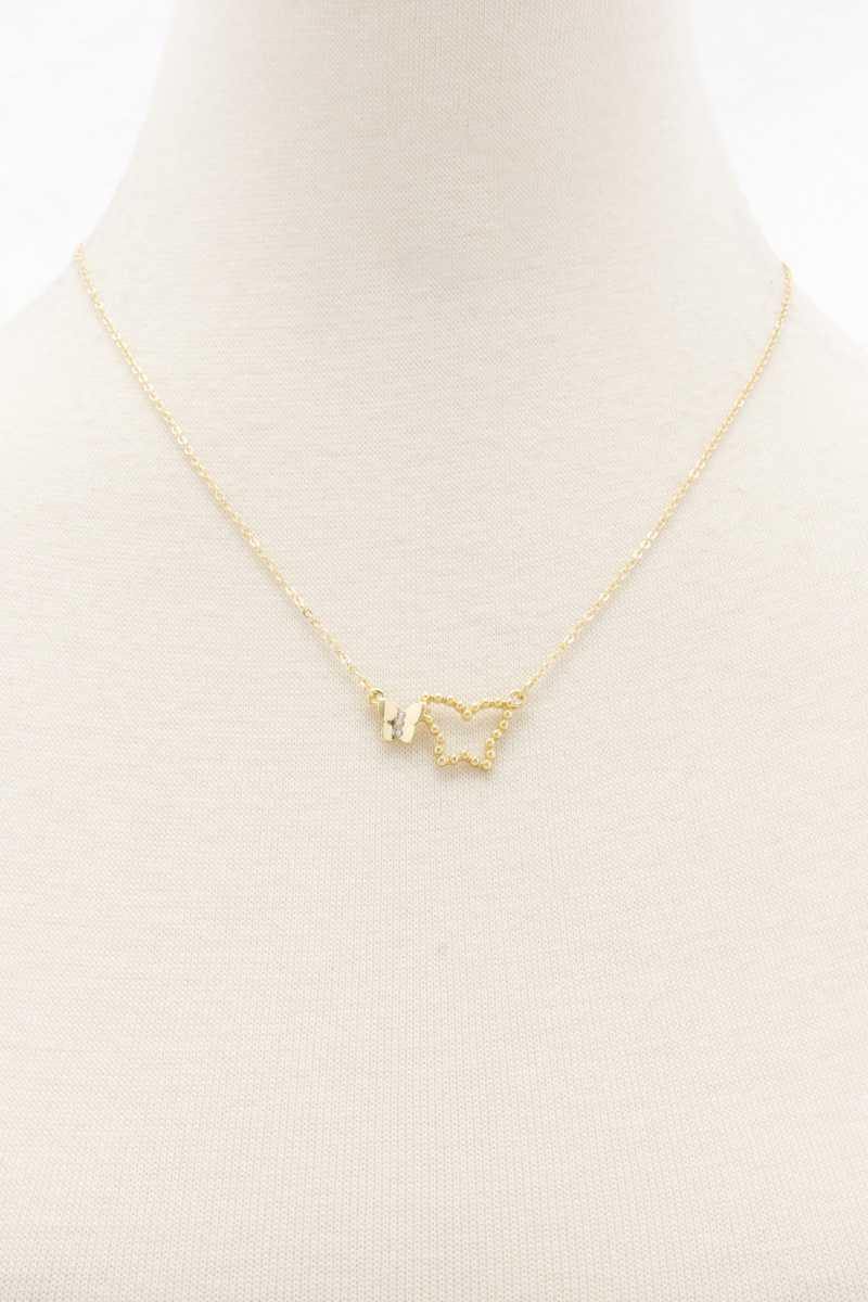 Double Butterfly Necklace - AM APPAREL