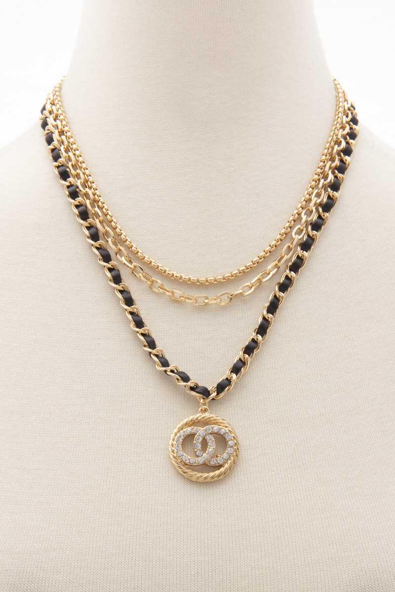 Double Circle Layered Necklace - AM APPAREL