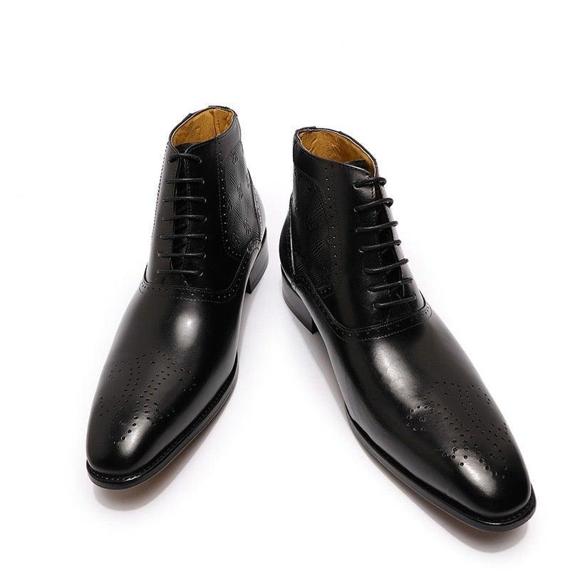 DW Men's  Genuine Leather Lace Up  Boots - AM APPAREL