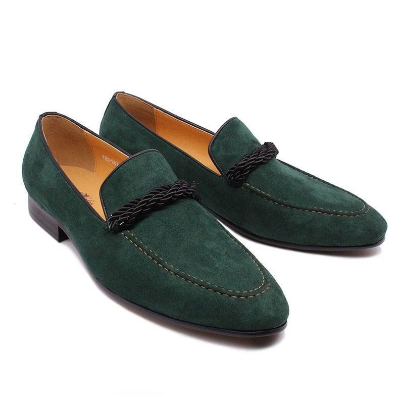 DW Men's Luxury Suede Green Loafers - AM APPAREL