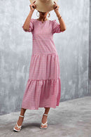 Robe étagée imprimée à manches volantées