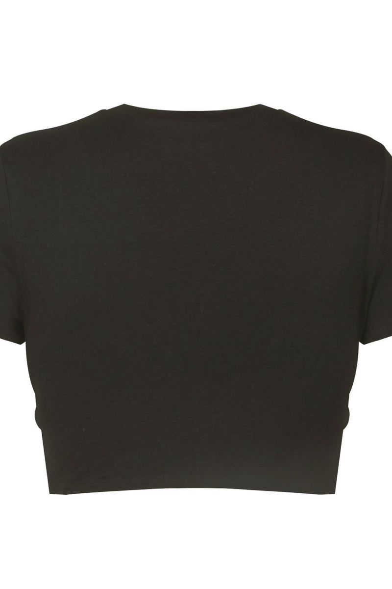Camiseta cruzada de manga corta con cuello redondo