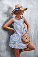 Robe sans manches superposée à rayures