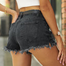Short en denim usé à ourlet brut