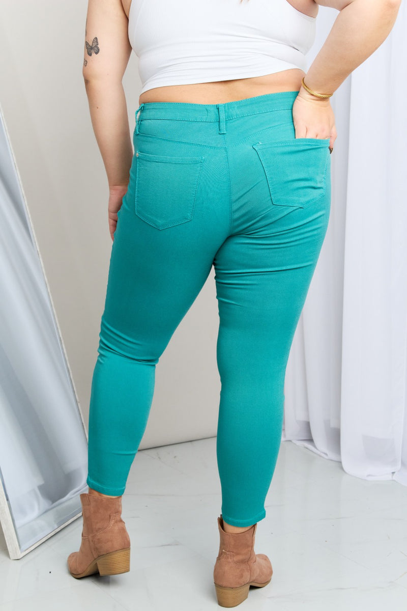 YMI Jeanswear Kate Hyper-Stretch Jean skinny taille mi-haute en vert d'eau