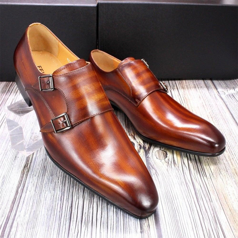 FC Men's Genuine Calf Leather Oxford Shoes W/ Monk Strap - AM APPAREL