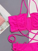 Halter Neck Drawstring Detail Bikini Set