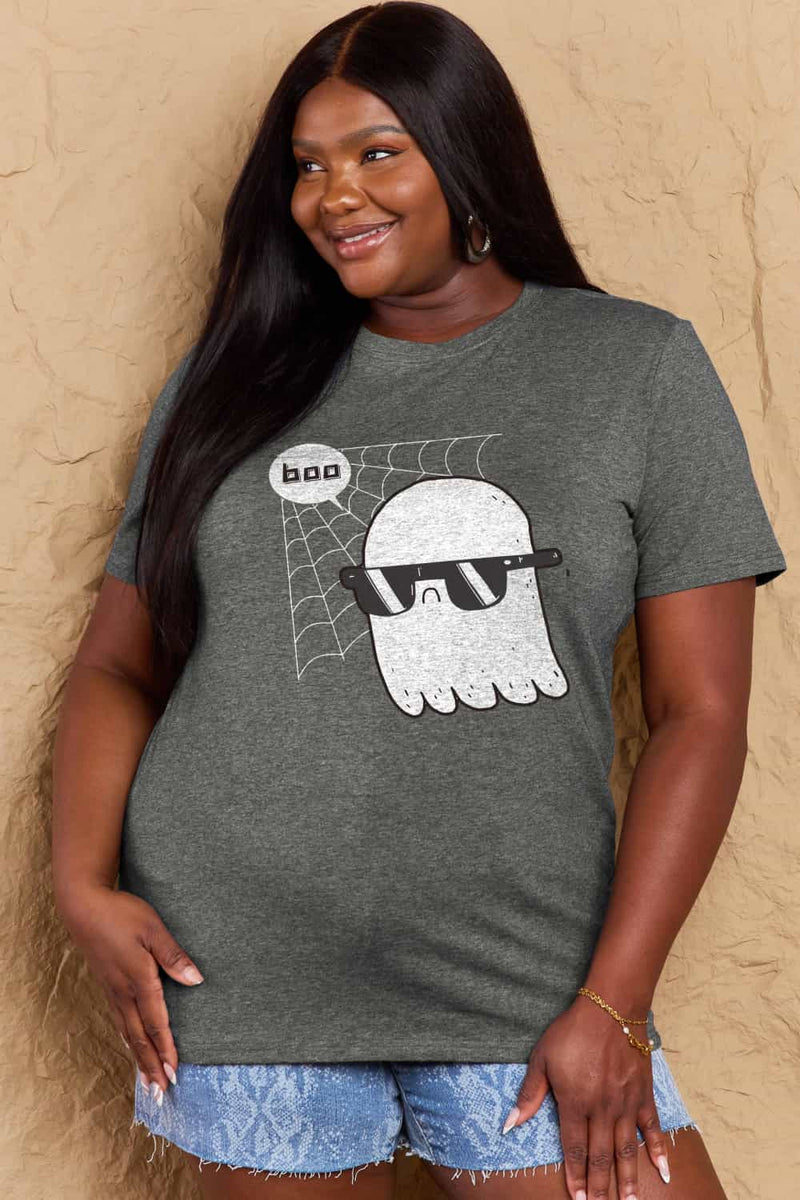 Camiseta de algodón con gráfico BOO de tamaño completo de Simply Love