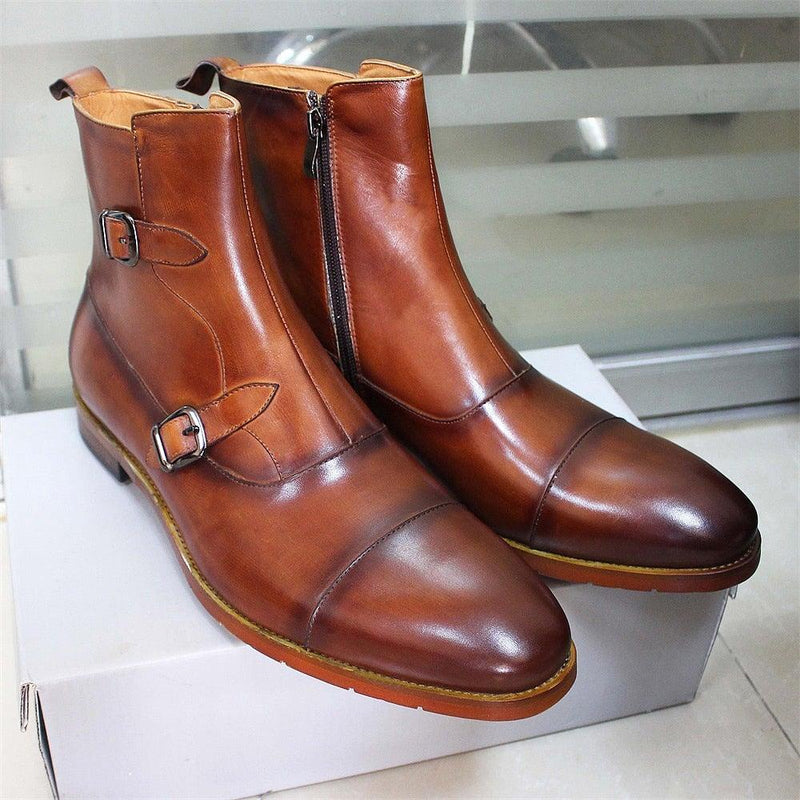 FELIX Men's Leather Mid-Calf Handmade Boots - AM APPAREL