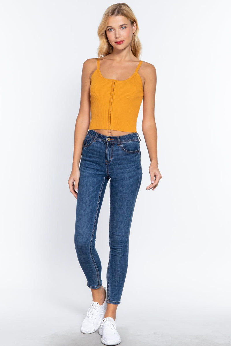 Front Closure With Hooks Sweater Cami Top - AM APPAREL