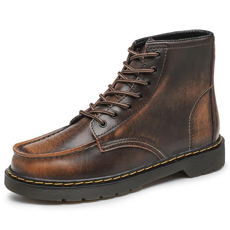 GEN Men's Platform Faux Leather Lace Up Boots - AM APPAREL