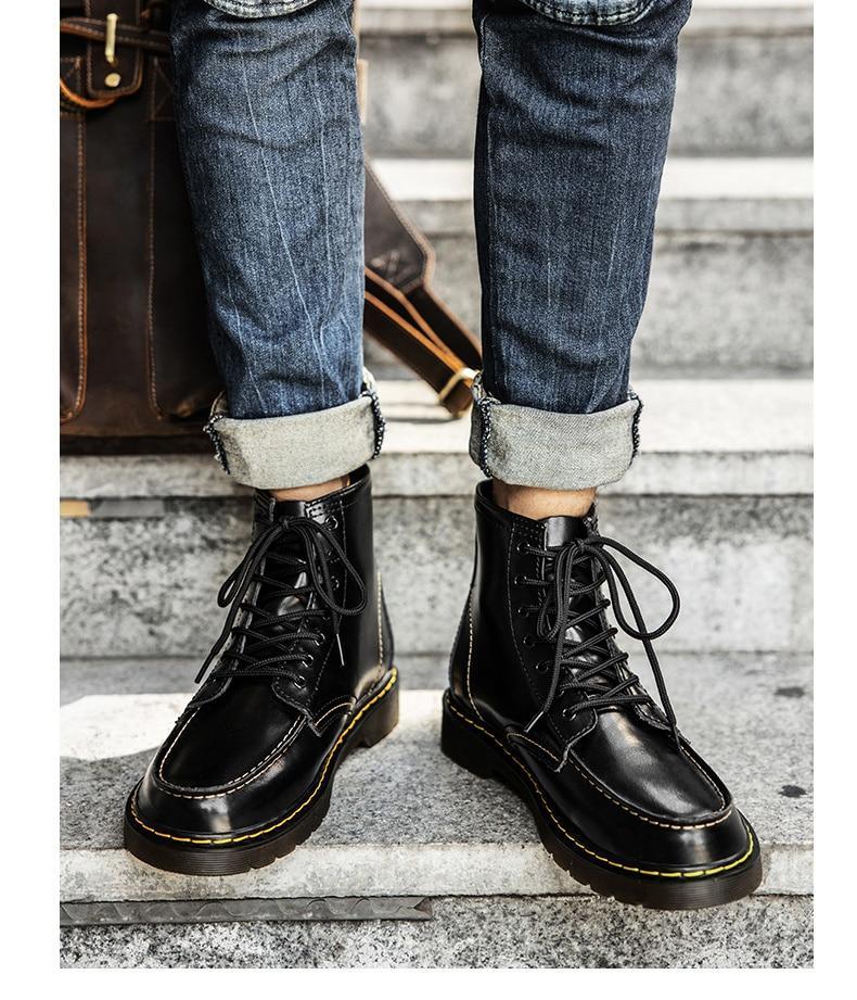 GEN Men's Platform Faux Leather Lace Up Boots - AM APPAREL