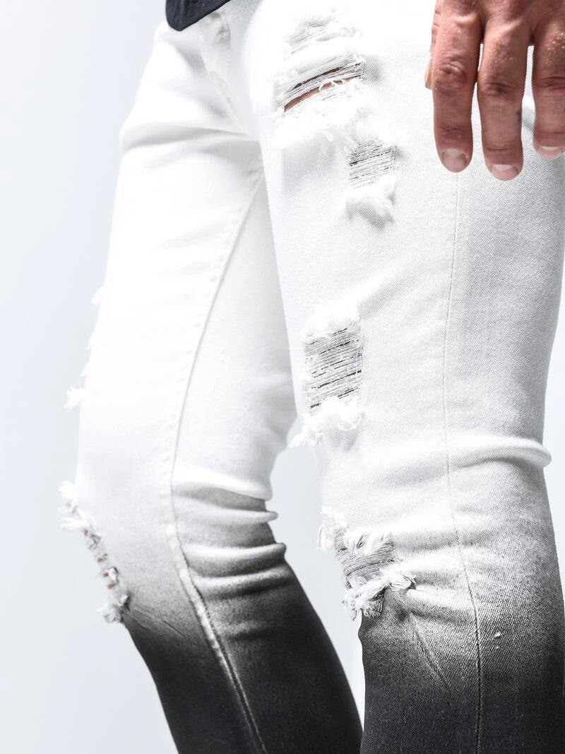 Gradient Jeans Men's Distressed Streetwear Slim Fit Jeans - AM APPAREL