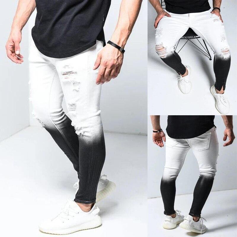 Gradient Jeans Men's Distressed Streetwear Slim Fit Jeans - AM APPAREL