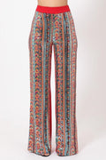 High Waist Colorful Sequins Pattern Pants - AM APPAREL