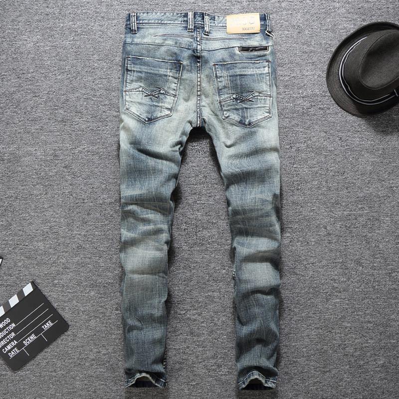 Italian Designer Men Slim Fit Distressed Jeans - AM APPAREL