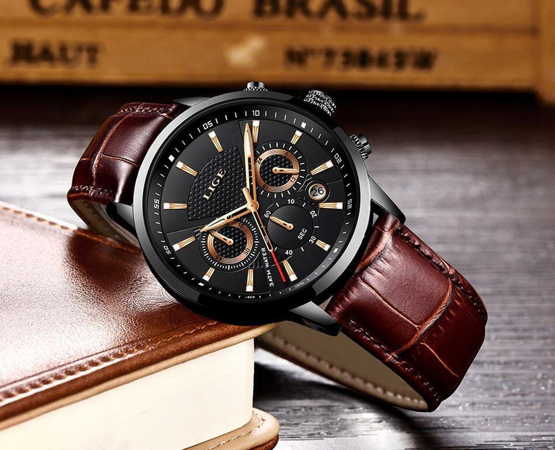 LIGE Men's Luxury Wrist Watch - AM APPAREL