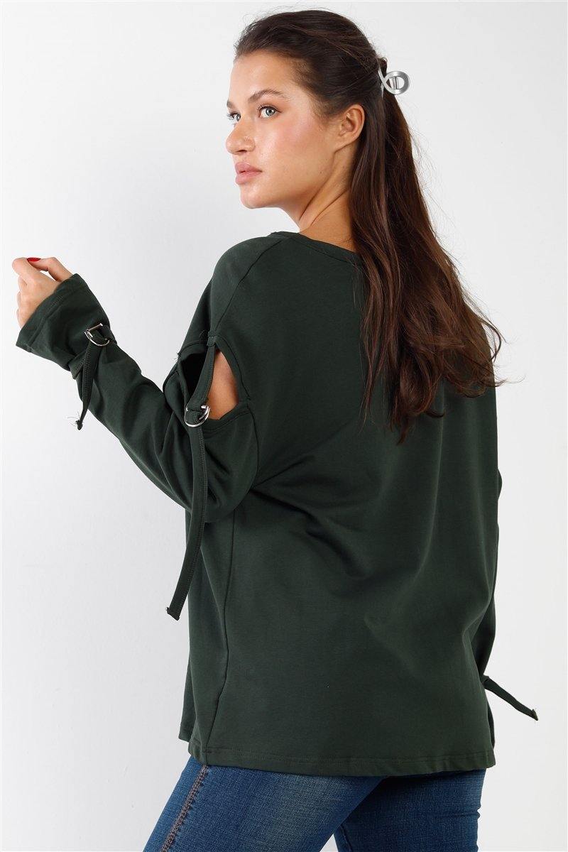 Long Sleeve Cut-out Sweater - AM APPAREL