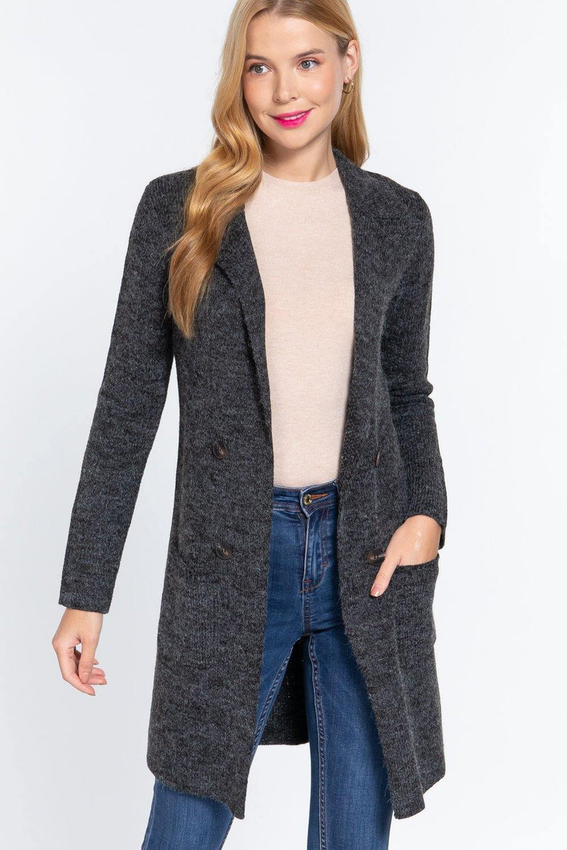 Long Sleeve Sweater Jacket - AM APPAREL