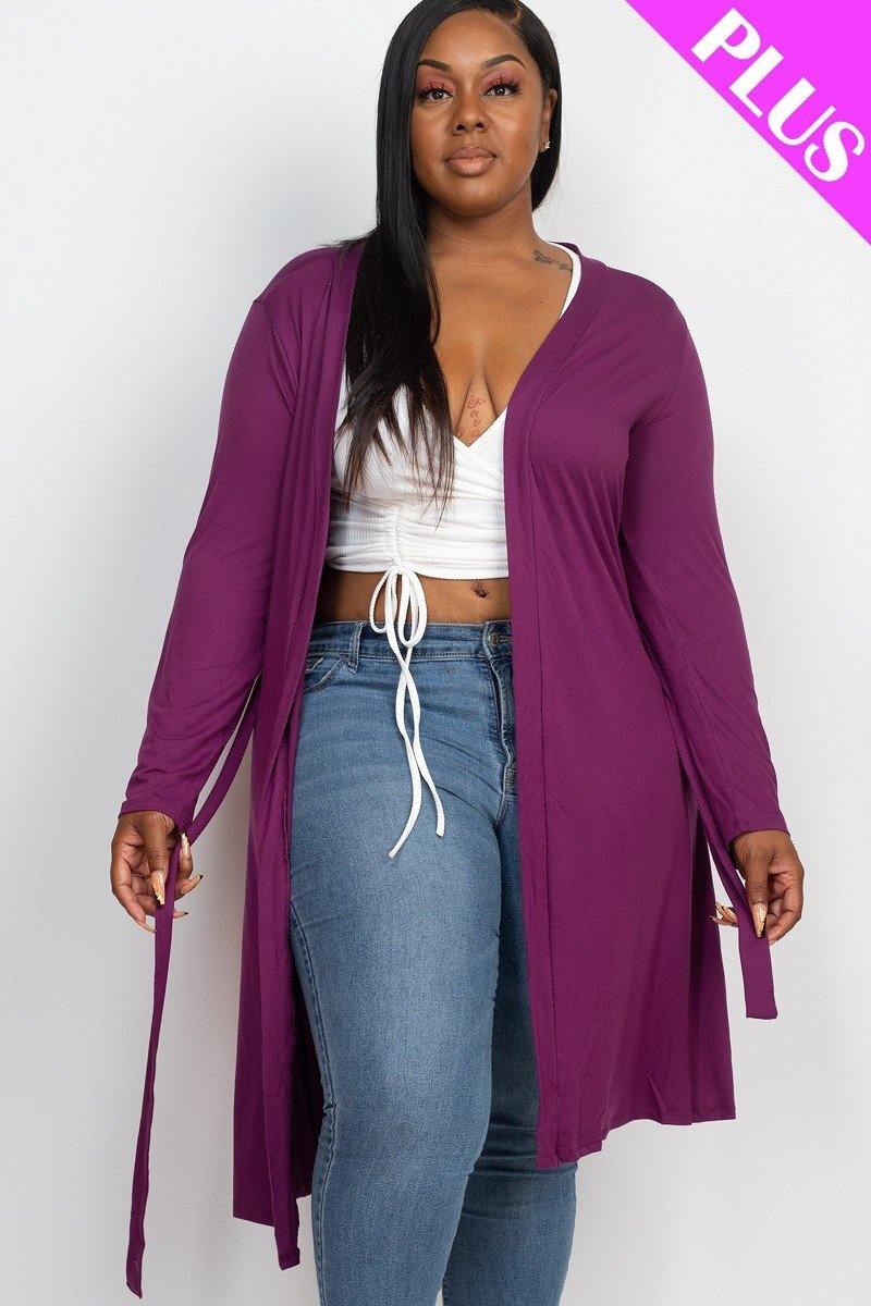 Long Sleeves Belted Cardigan - AM APPAREL