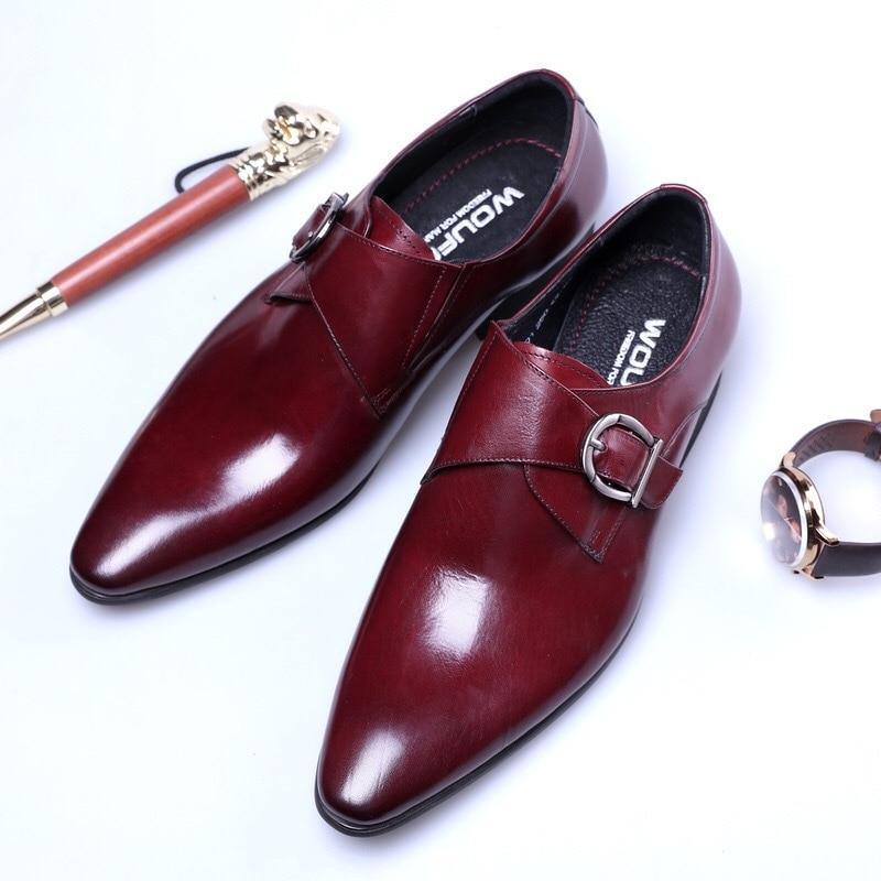 Luxury Men's Leather Monk Strap Oxford Shoes - AM APPAREL