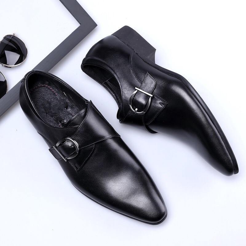 Luxury Men's Leather Monk Strap Oxford Shoes - AM APPAREL