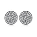 Men's Blue Round Zirconia Stud Earrings - AM APPAREL