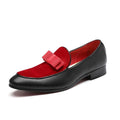 Men's Bowknot Detail Faux Leather Loafers - AM APPAREL