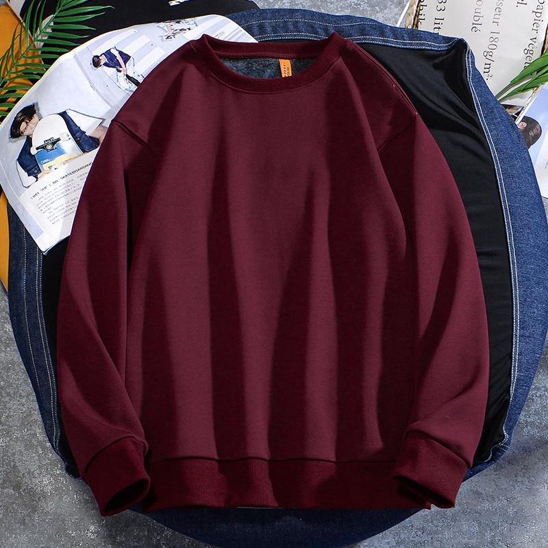Men's Casual Plain Color Light Weight Sweatshirt - AM APPAREL